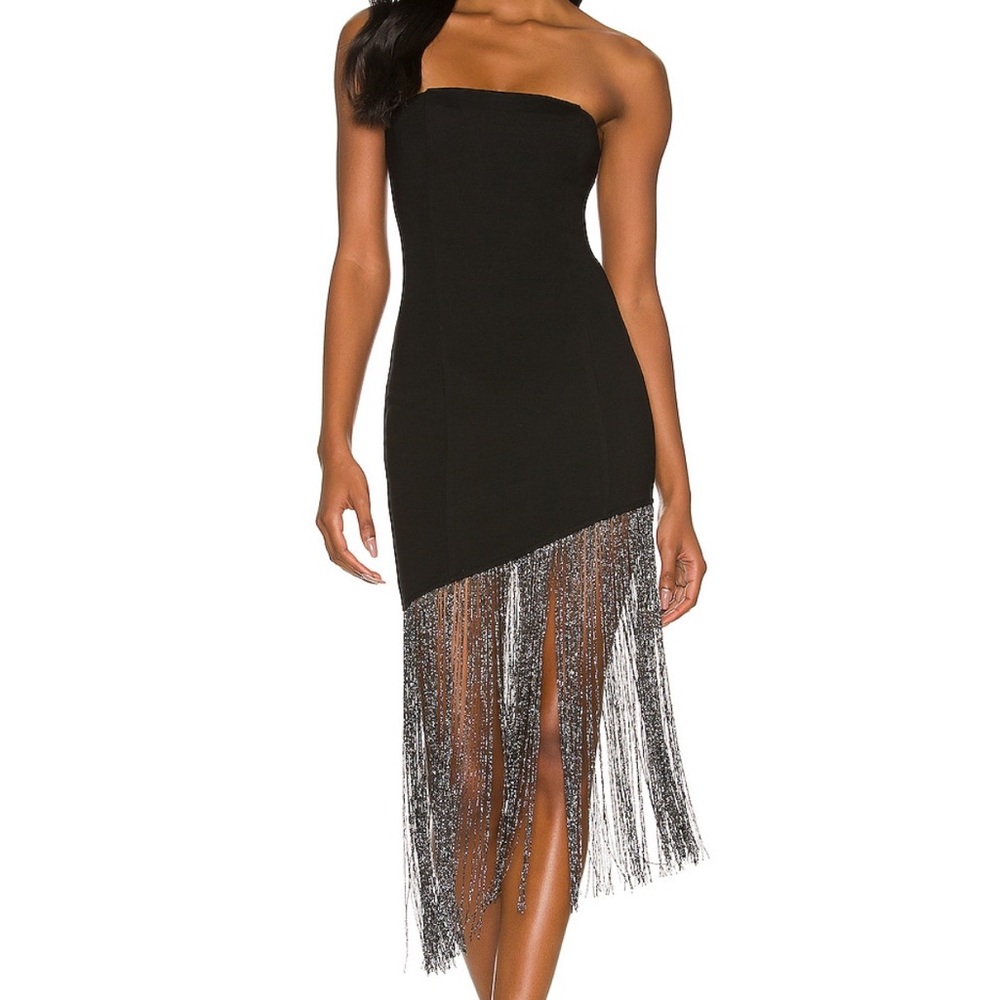 Cleo strapless black dress — superdown from revolve !!